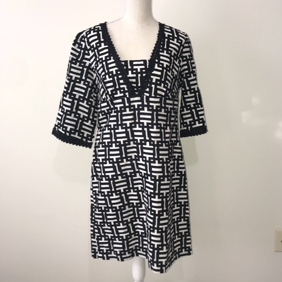 Ann Taylor Dresses & Skirts - Ann Taylor Navy / White Linen Dress Size 8